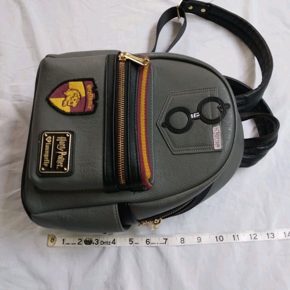 Harry Potter Loungefly Gryffindor Mini Backpack Gray Faux Leather Cosplay - Picture 6 of 12